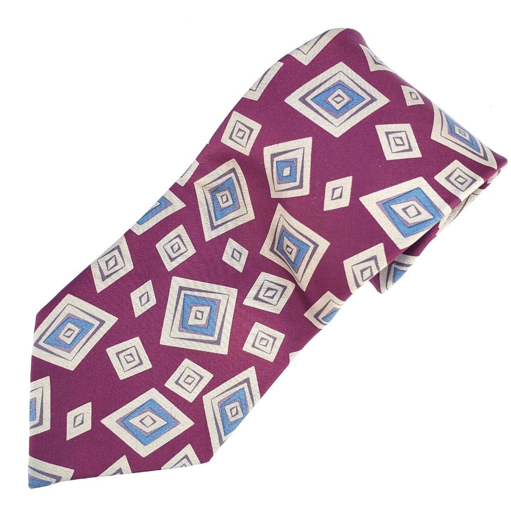 Burberrys of London Tie Silk Oxblood Abstract Pattern Cravat 3.75" Wide NWOT - Picture 8 of 10